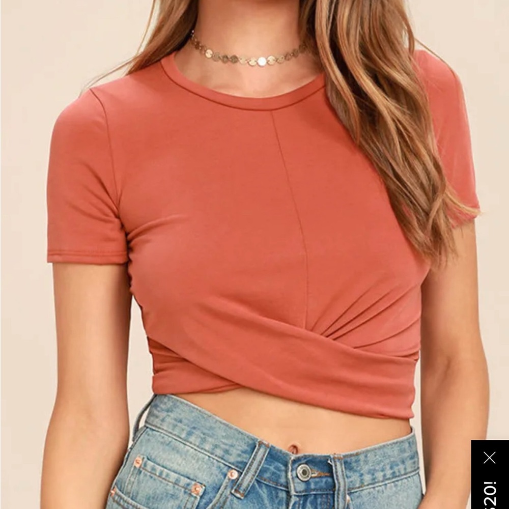 NWT Lulu's Orange Fitted Crop T-Shirt Size M